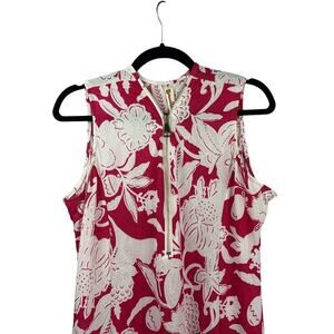 Shoreline Women’s Pink Floral Tank Dress Sz L – Gold Zipper Sleeveless Sundress